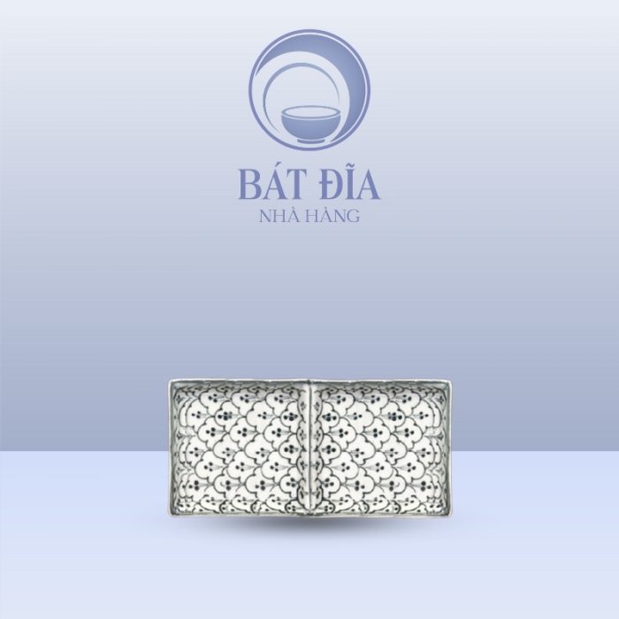 Gia Vị 2 Ngăn Chữ Nhật Men Xanh Hoa Bèo