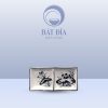 Gia Vị Chữ Nhật Men Trắng Vẽ Hoa Sen Đen