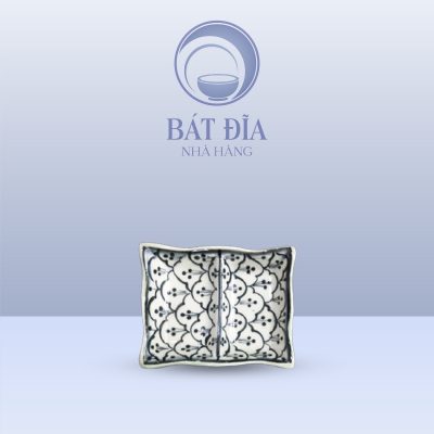 Gia Vị 2 Ngăn Lượn Men Xanh Hoa Bèo