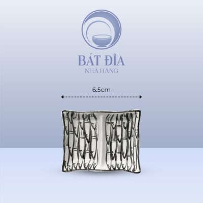 Gia Vị 2 Ngăn Lượn Men Trắng Vẽ Cá Đàn