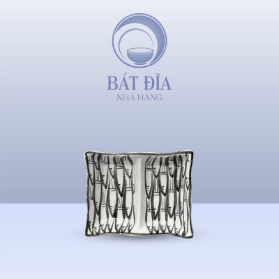 Gia Vị 2 Ngăn Lượn Men Trắng Vẽ Cá Đàn