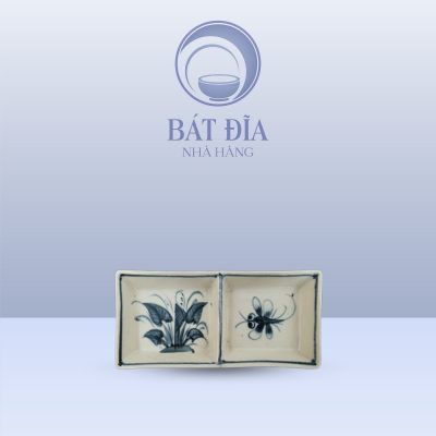 Gia Vị 2 Ngăn Men Rạn Vẽ Chuồn Xanh