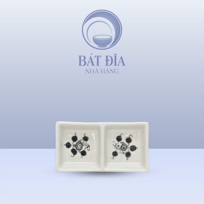 Gia Vị 2 Ngăn Men Trắng Vẽ Hoa Dây