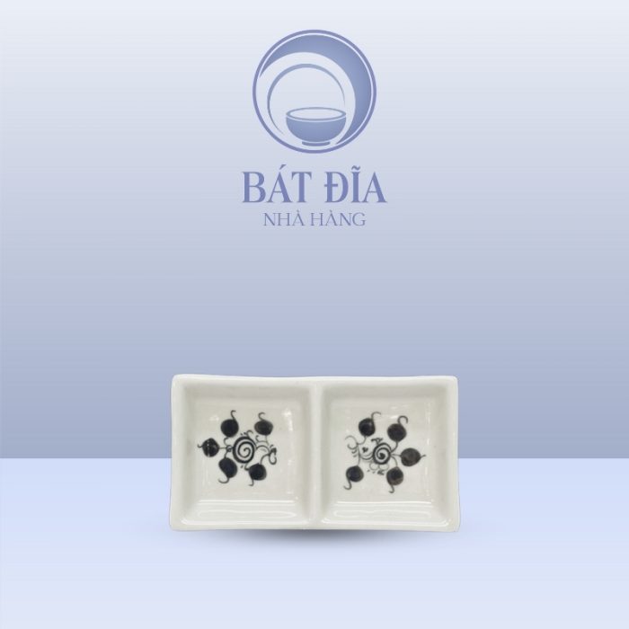 Gia Vị 2 Ngăn Men Trắng Vẽ Hoa Dây