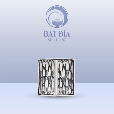 Gia Vị 2 Ngăn Men Trắng Vẽ Cá Đàn