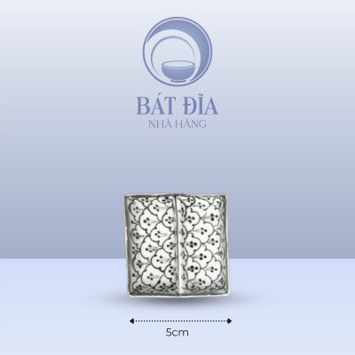Kích Thước Gia Vị 2 Ngăn Vuông Men Xanh Hoa Bèo