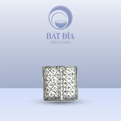 Gia Vị 2 Ngăn Vuông Men Xanh Hoa Bèo