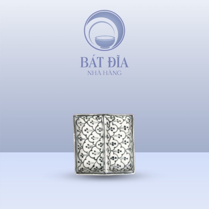 Gia Vị 2 Ngăn Vuông Men Xanh Hoa Bèo