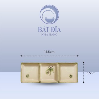 Kích Thước Gia Vị 3 Ngăn Men Xanh Đào Chuồn