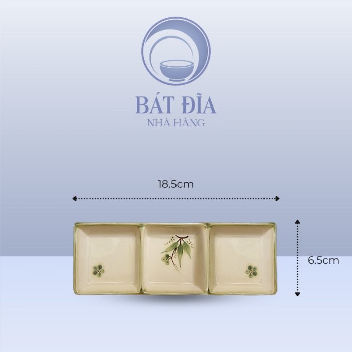 Kích Thước Gia Vị 3 Ngăn Men Xanh Đào Chuồn
