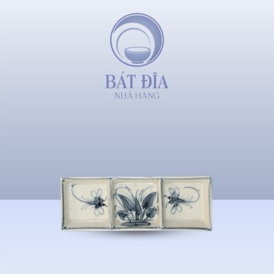 Gia Vị 3 Ngăn Men Rạn Vẽ Chuồn Xanh