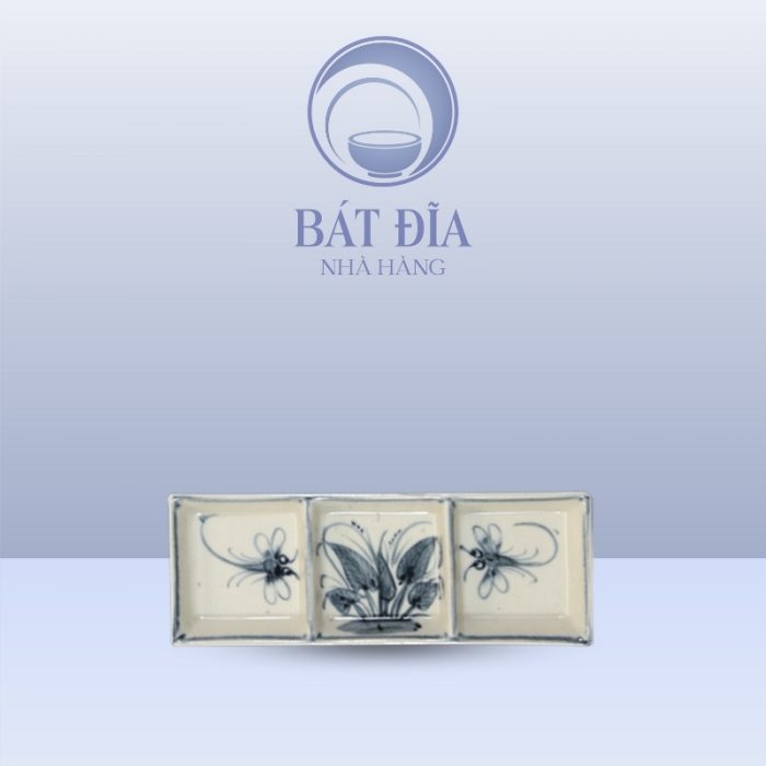 Gia Vị 3 Ngăn Men Rạn Vẽ Chuồn Xanh