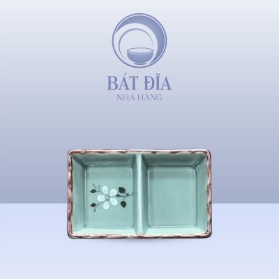 Gia Vị Chữ Nhật Men Lam Hoa Đào Trắng