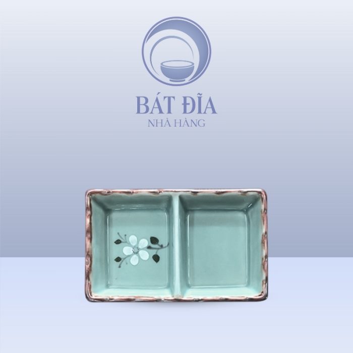 Gia Vị Chữ Nhật Men Lam Hoa Đào Trắng