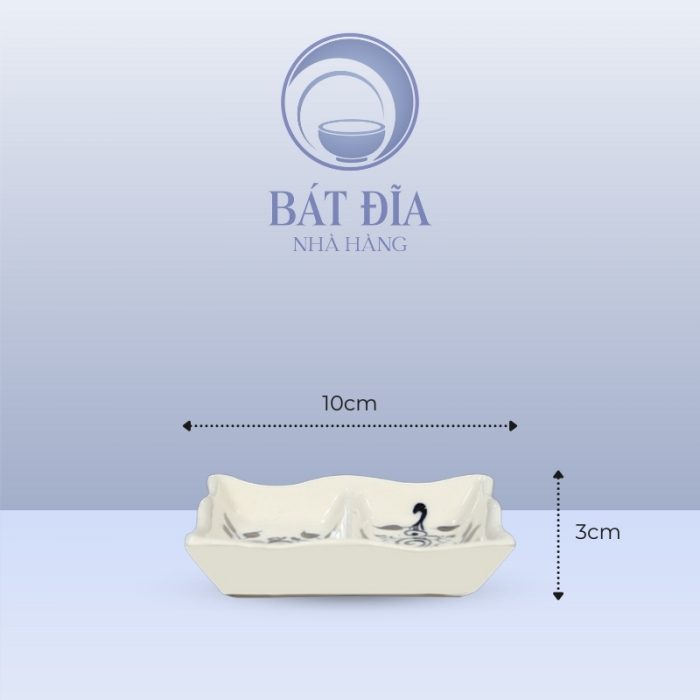Kích Thước Gia Vị Chữ Nhật Lượn Men Trắng Vẽ Hoa Dây