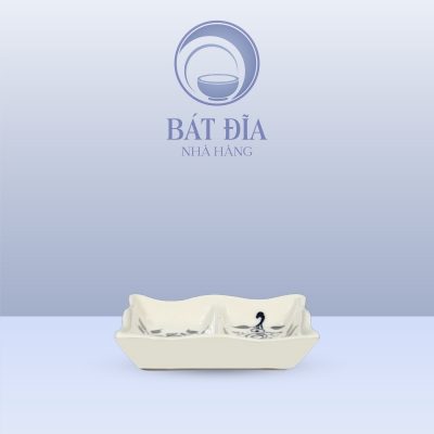 Gia Vị Chữ Nhật Lượn Men Trắng Vẽ Hoa Dây