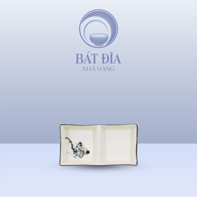 Gia Vị Chữ Nhật Men Kem Vẽ Sen Nâu