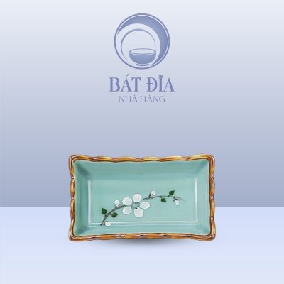 Gia Vị Chữ Nhật Men Lam Hoa Đào Trắng
