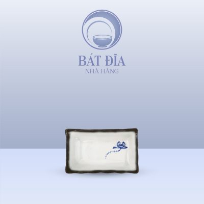 Gia Vị Chữ Nhật Men Trắng Vẽ Sen Lam