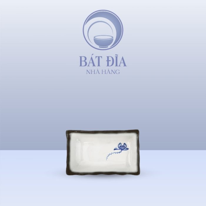 Gia Vị Chữ Nhật Men Trắng Vẽ Sen Lam