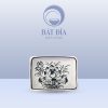 Gia Vị Chữ Nhật Men Trắng Vẽ Hoa Sen Đen