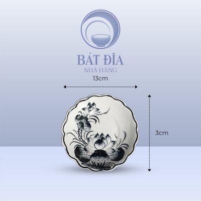 Kích Thước Gia Vị Hoa Men Trắng Vẽ Hoa Sen Đen