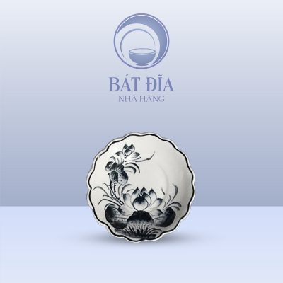 Gia Vị Hoa Men Trắng Vẽ Hoa Sen Đen