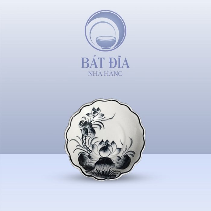 Gia Vị Hoa Men Trắng Vẽ Hoa Sen Đen