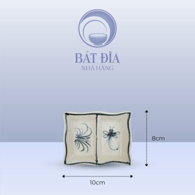 Kích Thước Gia Vị Lượn 2 Ngăn Men Rạn Vẽ Chuồn Xanh