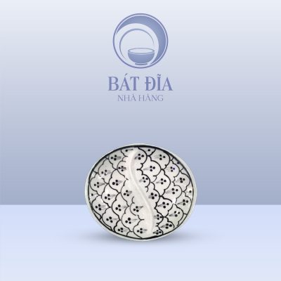 Gia Vị Oval 2 Ngăn Men Xanh Hoa Bèo