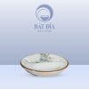 Gia Vị Oval 2 Ngăn Men Kem Hoa Đào Xanh