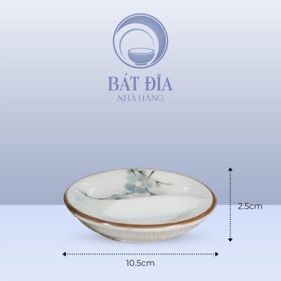Kích Thước Gia Vị Oval 2 Ngăn Men Kem Hoa Đào Xanh