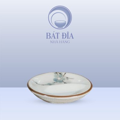 Gia Vị Oval 2 Ngăn Men Kem Hoa Đào Xanh