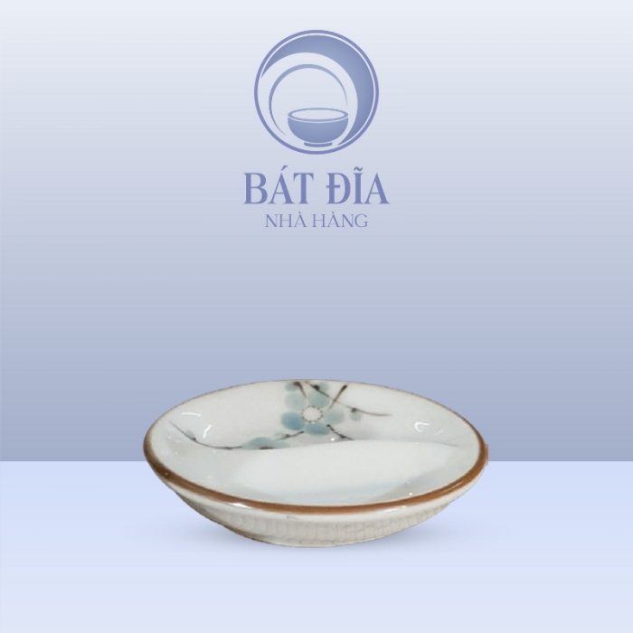 Gia Vị Oval 2 Ngăn Men Kem Hoa Đào Xanh