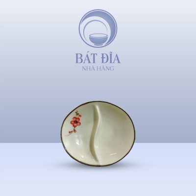 Gia Vị Oval 2 Ngăn Men Kem Vẽ Đào Đỏ