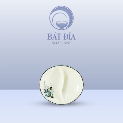 Gia Vị Oval 2 Ngăn Men Kem Vẽ Sen Nâu