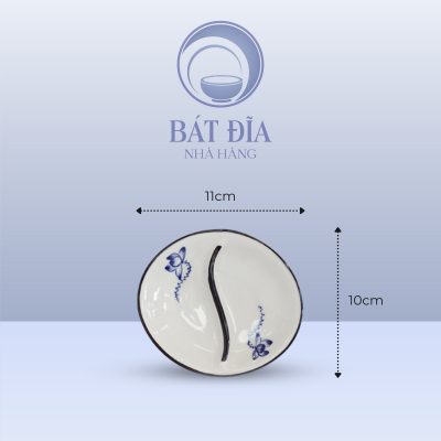 Kích Thước Gia Vị Oval 2 Ngăn Men Trắng Vẽ Sen Lam