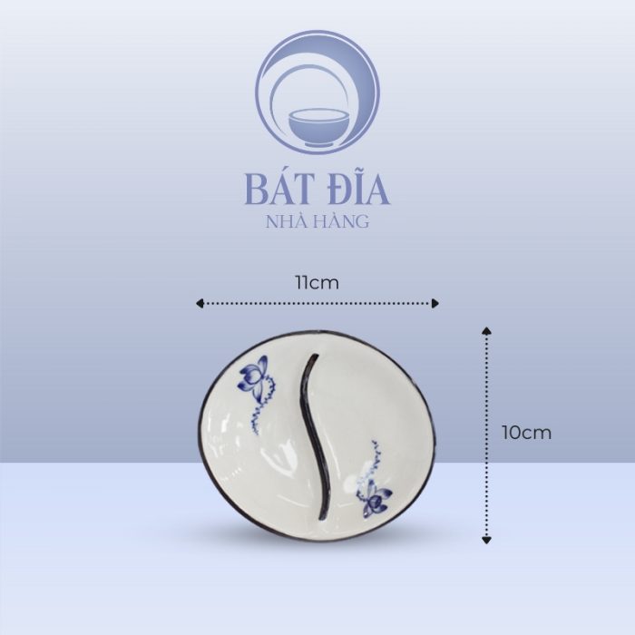 Kích Thước Gia Vị Oval 2 Ngăn Men Trắng Vẽ Sen Lam