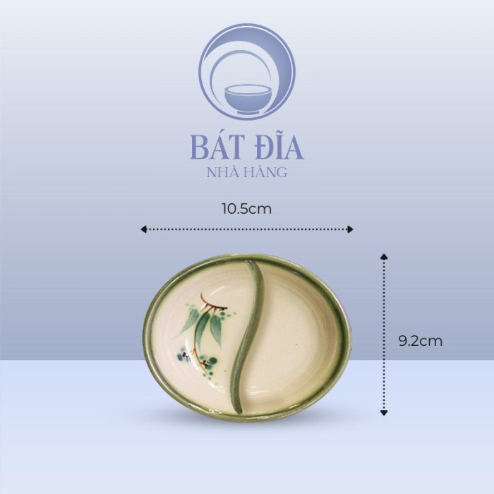 Kích Thước Gia Vị Oval 2 Ngăn Men Xanh Đào Chuồn