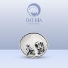 Gia Vị Oval 2 Ngăn Men Trắng Vẽ Hoa Sen Đen