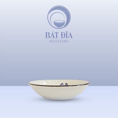 Gia Vị Tròn Men Trắng Vẽ Sen Lam