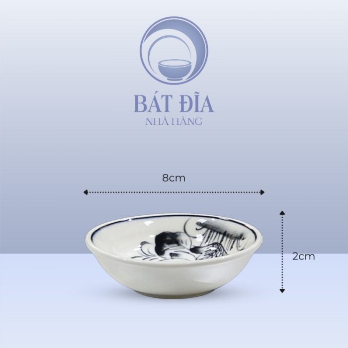 Kích Thước Gia Vị Tròn Men Trắng Vẽ Hoa Sen Đen