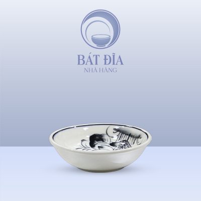Gia Vị Tròn Men Trắng Vẽ Hoa Sen Đen