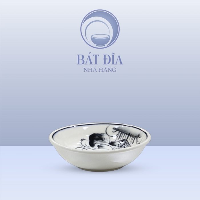 Gia Vị Tròn Men Trắng Vẽ Hoa Sen Đen