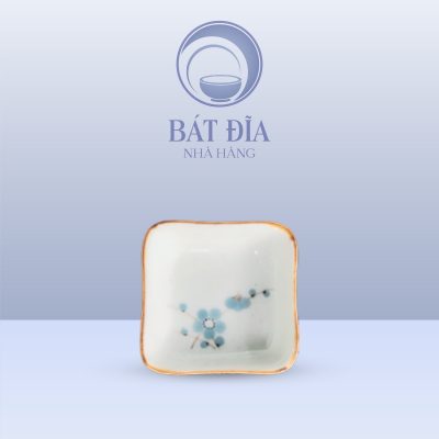 Gia Vị Vuông Men Kem Hoa Đào Xanh