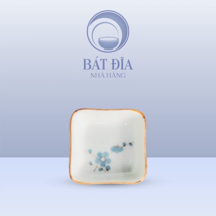 Gia Vị Vuông Men Kem Hoa Đào Xanh