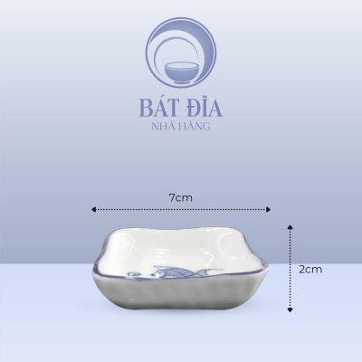 Kích Thước Gia Vị Vuông Men Kem Vẽ Cá Xanh