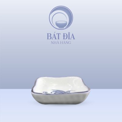 Gia Vị Vuông Men Kem Vẽ Cá Xanh