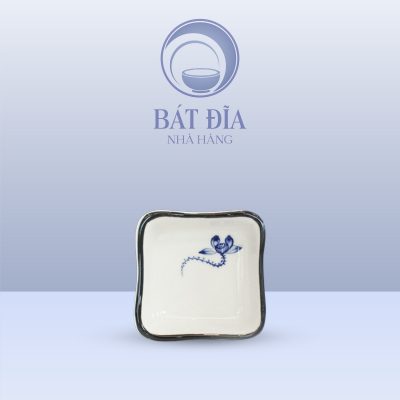 Gia Vị Vuông Men Trắng Vẽ Sen Lam