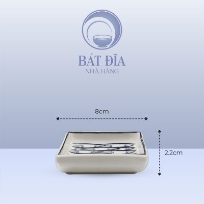Gia Vị Vuông Men Trắng Vẽ Cá Đàn